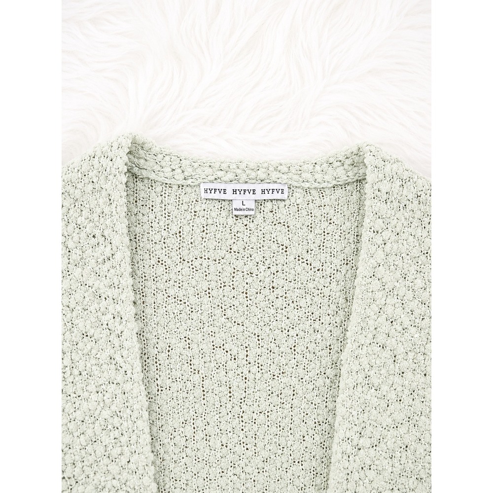 HYFVE Sage Green Popcorn Knit Cardigan Large Cozy Boho Chunky Open Front Sweater - Picture 2 of 3